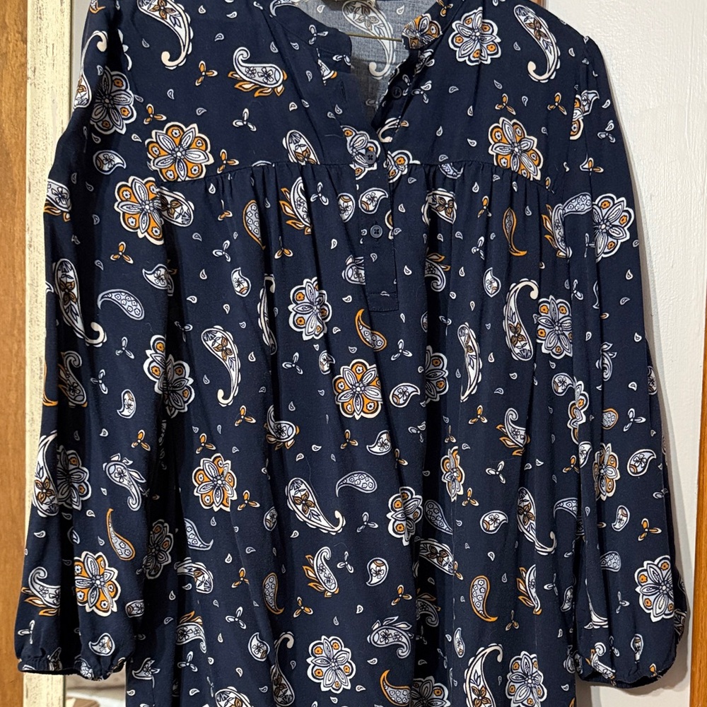 Loft Navy Paisley Print Women's Top